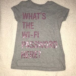 Gray shirt with words